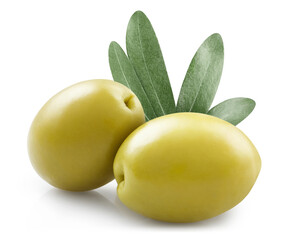 Delicious olives close-up, isolated on white background