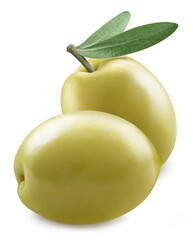 Delicious olives close-up, isolated on white background