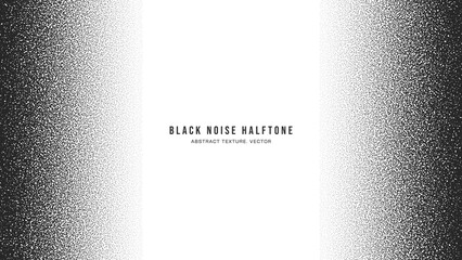 Black Noise Stipple Dots Halftone Gradient Vector Border Isolate On White Background. Hand Drawn Dotwork Abstract Grungy Grainy Texture. Pointillism Art Abstraction Dotted Graphic Grunge Illustration