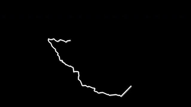 Zimbabwe map, country territory outline self drawing animation. Line art.