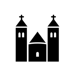 Medieval, Romanesque church - vector icon