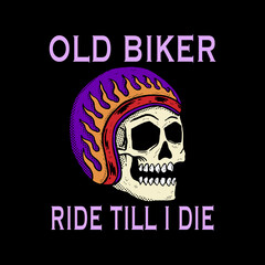 skull helmet old biker illustration vector for tshirt jacket hoodie can be used for stickers etc