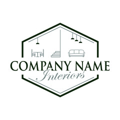 Interior room, furniture gallery logo design