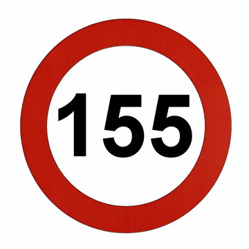 Illustration des Straßenverkehrszeichens "Maximale Geschwindigkeit 155 Kilometer pro Stunde"	
