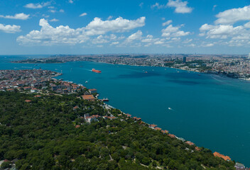 Fototapeta na wymiar Kuzguncuk Street Drone Photo, Kuzguncuk Coast Uskudar, Istanbul Turkey