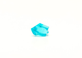 Bright sky blue aqua jewels or aqua solitaire made of polystyrene decorative isolated on white background