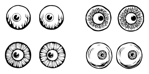 Eyes illustration. Iris decorative image. Circle vector line sketch.