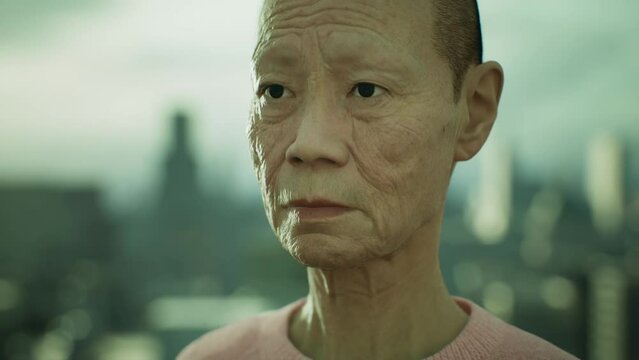 Asian old woman in the city