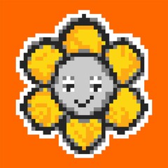 Fototapeta premium cute flawer pixel art illustration