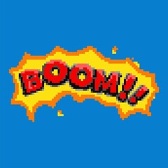 Obraz premium pixel boom word in pixel art illustration