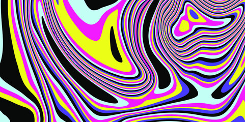 Psychedelic trippy background in black, pastel pink and blue colors. The 70s retro lava style.