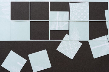 paper grid with paper shapes
