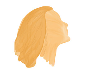 Girl's face, colored female silhouette, on a transparent background, for design and print