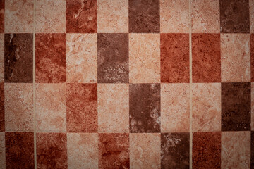 Ceramic Squared Wall Tiles in Different Shades of Orange, Brown and Red
