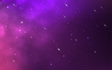 Obraz premium Space backdrop. Starry cosmos with constellations. Color magic nebula. Purple galaxy texture. Fantasy space way. Deep universe. Vector illustration