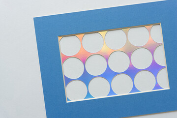 framed shiny paper with circles