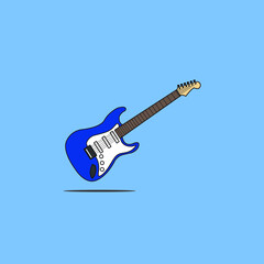 electric guitar isolated on blue