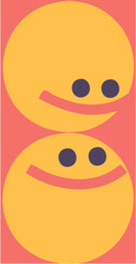 illustration of a smiling faces. Two faces smiling at eachother. Retro 2000 Sticker