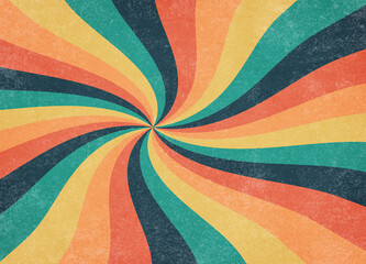 Retro starburst or sunburst vintage background in a spiral or swirl radial striped design.
