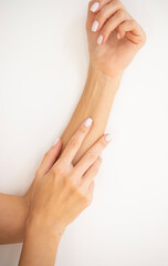 Sensual woman hand. Hands concept. Cream. Relax. Photo. 