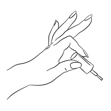 hand holding nail polish, black outline clip art preview