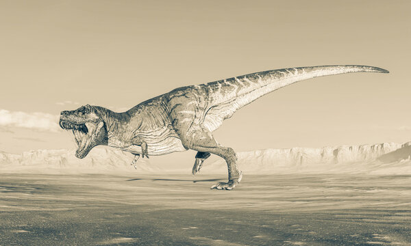 Tyrannosaurus rex dinosaur running - Stock Image - E446/0614 - Science  Photo Library