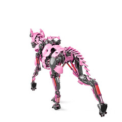 cyber dog in white background rear view