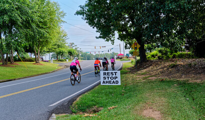 Participants in the GA400 City Tour Uphill to Rest Stop