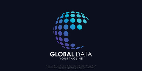Fototapeta premium Global data logo design Premium Vector