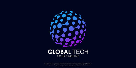 Global tech logo design Premium Vector