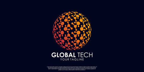 Global tech logo design Premium Vector