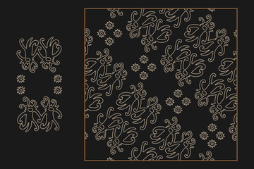 tribal pattern vector ethnic of Indonesian Kalimantan Dayak tribe in line bone color black background