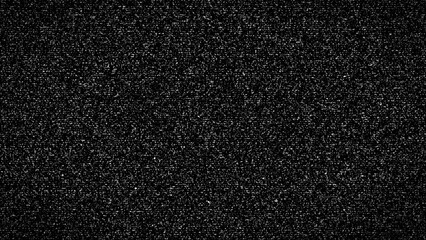 Distorted black and white, monochrome TV static noise interference on a TV screen caused by...