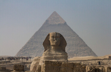 Fototapeta na wymiar Sphinx and Pyramids of Giza
