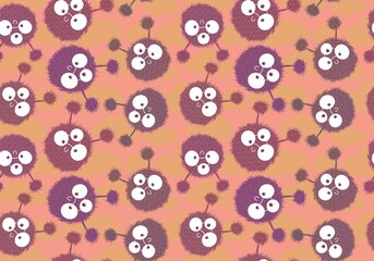 Cartoon fluffy monsters seamless Halloween aliens pattern for clothes print and wrapping and kids and notebooks