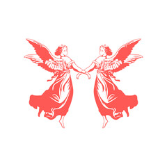 Fototapeta premium vector illustration of two female angels