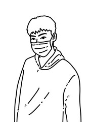 Obraz premium black and white of cute man cartoon for coloring