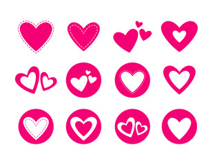 Set of heart icon symbol stickers template