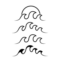 Set of ocean wave logo icon illustration