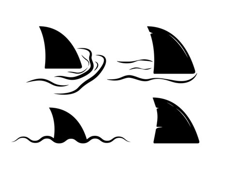 Set of shark fin logo icon illustration