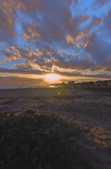 puesta de sol, rayos solares