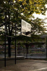 Basketball hoop at a public park in NYC.