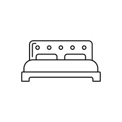 Bed furniture icon in line style icon, isolated on white background