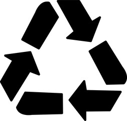 Recycling icon. Symbol for recyclable products or those made of recycled materials. Classical triangle shape. Vector Illustration.eps