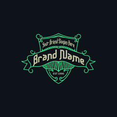 retro logo template for barber shop, coffee shop, cafe, old brand, banner, certificate, quality, premium quality, hotel, personal brand