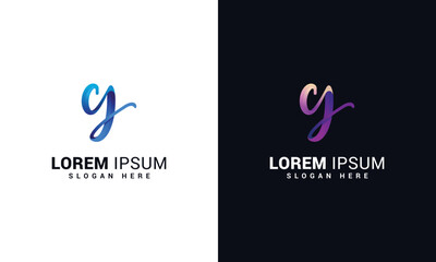 Letter y creative technological spiral modern logo
