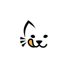 illustration of cute cat playing with tongue
