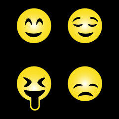  set of emoticon smile icons. Cartoon emoji set. Vector emoticon set.eps