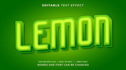 Lemon text effect green style. Editable text effect