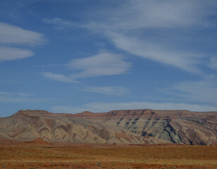 colorful mountain and blue sky. landscape photo.